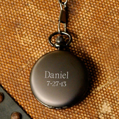 Personalized Gunmetal Pocket Watch - 1.5